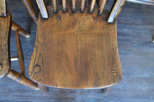 fig 1. A Good Set Of 10 Windsor Hooped Back Kitchen Chairs