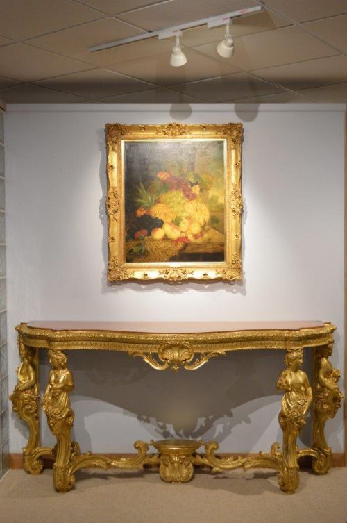 fig 1. A Superb 19th Century French Baroque Style Gilt-wood Serpentine Console Table