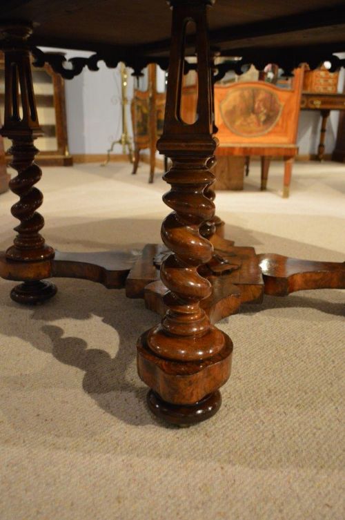fig 3. A Burr Walnut Early Victorian Period Antique Dining Table