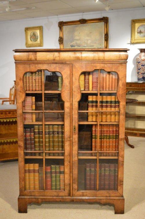fig 1. A Walnut Queen Anne Revival Antique Bookcase