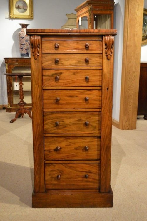 A Walnut Victorian Period Antique Wellington Chest