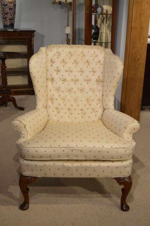 A Walnut Georgian Style Antique Wing Armchair