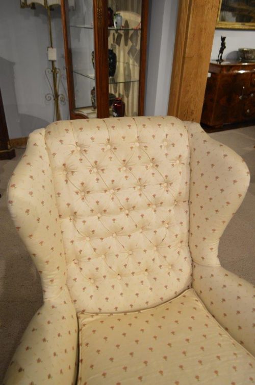 fig 1. A Walnut Georgian Style Antique Wing Armchair