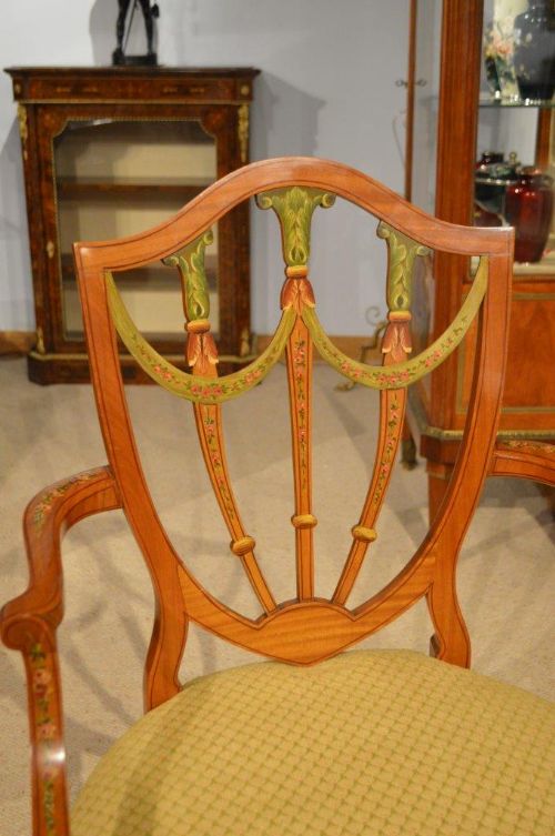 fig 1. A Beautiful Satinwood Painted Edwardian Period Arm/Desk Chair