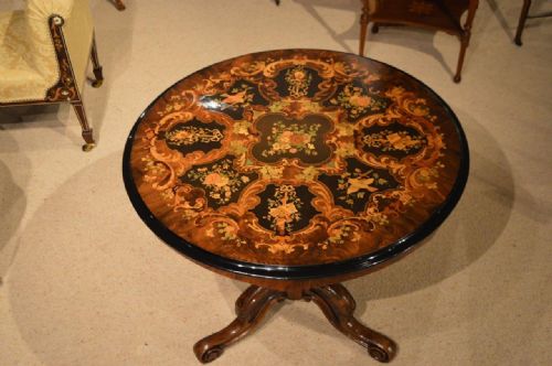 A Stunning Quality Burr Walnut & Marquetry Inlaid Victorian Period Table