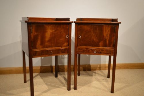 fig 1. A Good Pair Of Mahogany George III Style Antique Bedside Cabinets