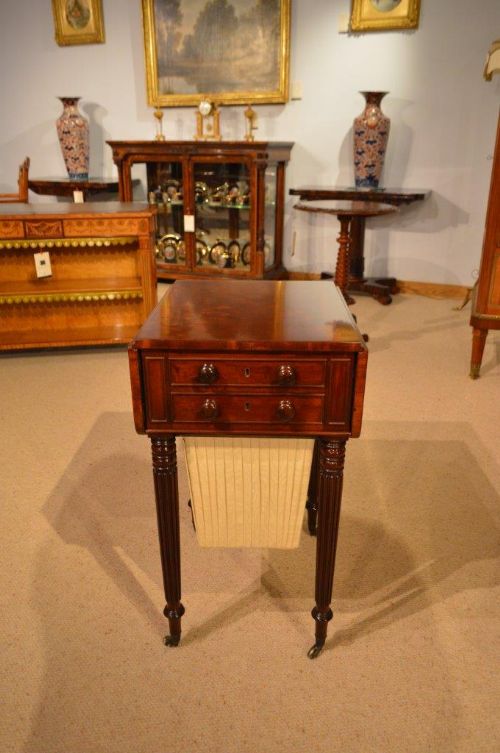 A Beautiful Mahogany Regency Period Antique Sewing Table Possibly by Gillows