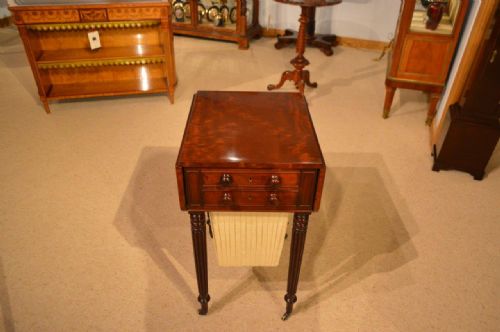 fig 1. A Beautiful Mahogany Regency Period Antique Sewing Table Possibly By Gillows