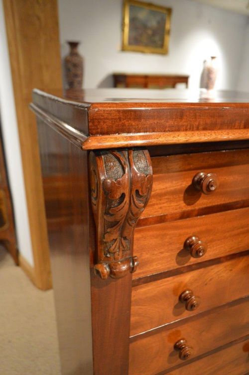 fig 1. A Mahogany Victorian Period Antique Secrétaire Wellington Chest