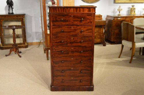 A Beautiful Mahogany Victorian Period Antique Secretaire Wellington Chest