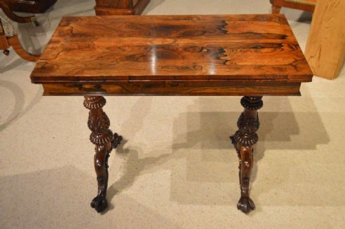 A Stunning Rosewood Early Victorian Period Card Table by Gillows of Lancaster