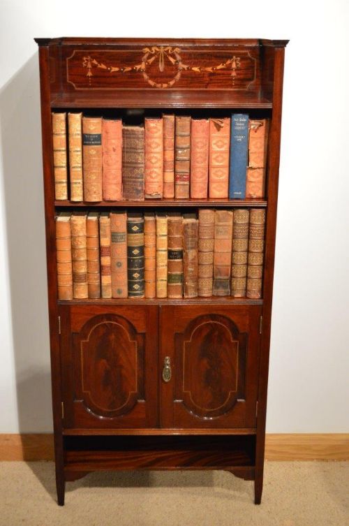 A Superb Quality Mahogany Inlaid Edwardian Period Open Bookcase