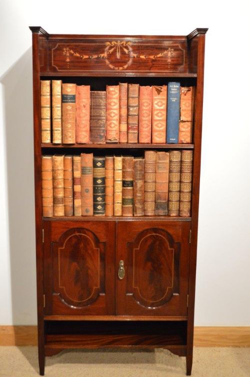 fig 1. A Superb Quality Mahogany Inlaid Edwardian Period Open Bookcase