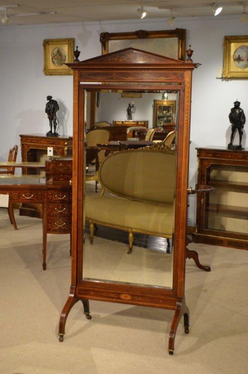 A Fine Quality Mahogany Edwardian Period Antique Cheval Mirror