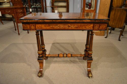 fig 1. A Superb Quality Burr Walnut, Marquetry Inlaid & Ormolu Mounted Victorian Period Card Table