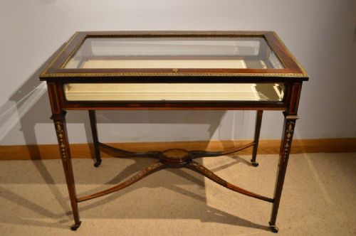 fig 1. A Superb Quality Large Victorian Period Rosewood Inlaid Bijouterie Cabinet