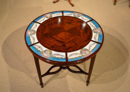A Fine Quality Mahogany Late 19th Century Table with Sevres Panels