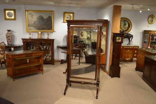 A Mahogany Edwardian Period Chinese Chippendale Style Cheval Dressing Mirror