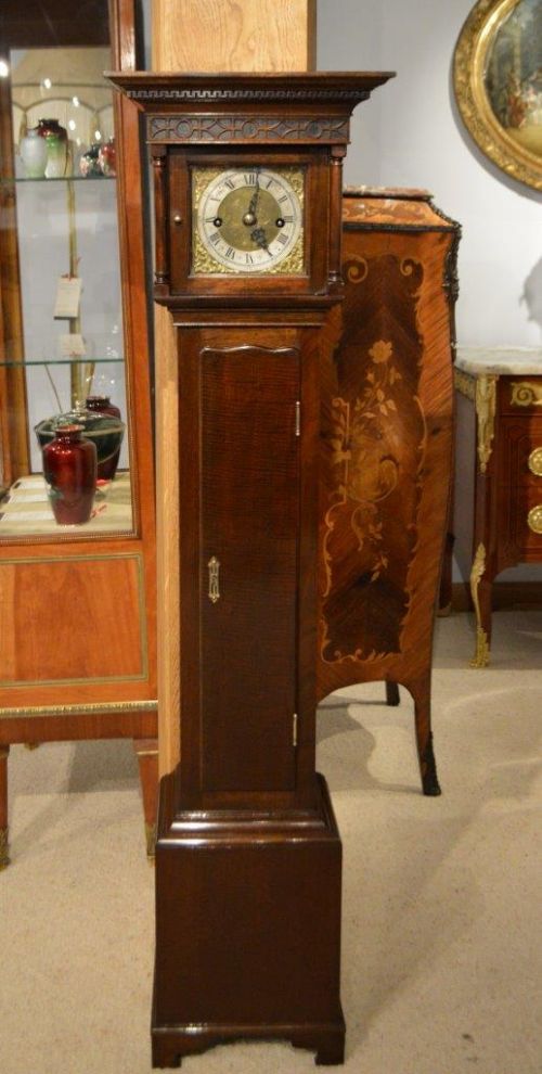 A Mahogany Edwardian Period Brass Dialled 8 Day Grandmother Clock