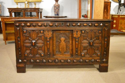 An Oak Jacobean Period Antique Coffer