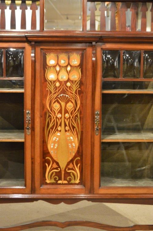 fig 1. A Stunning Quality Arts & Crafts Period Inlaid Display Cabinet By Shapland & Petter Of Barnstaple
