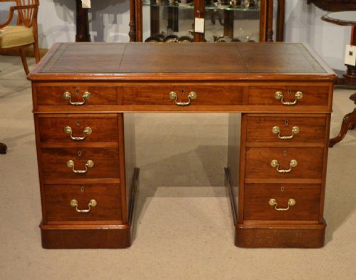 A Mahogany Late Victorian Period Antique Pedestal Desk
