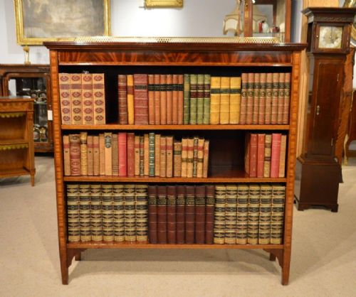 A Beautiful Mahogany Inlaid Edwardian Period Open Bookcase by James Shoolbred