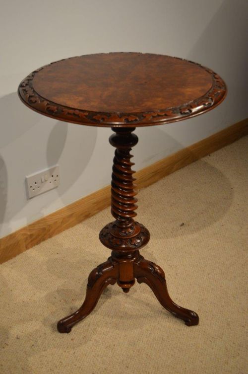 A Burr Walnut & Walnut Victorian Period Lamp/wine Table