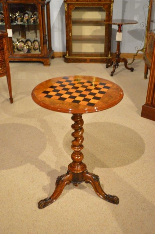 A Burr Walnut Victorian Period Chess Table