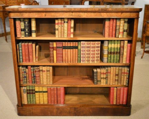 A Burr Walnut Victorian Period Antique Open Bookcase