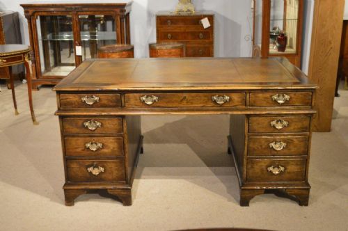 fig 1. A Solid Oak 1920s Period Antique Pedestal Desk