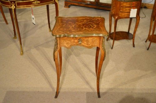 A Rosewood & Marquetry Inlaid 19th Century French Side Table