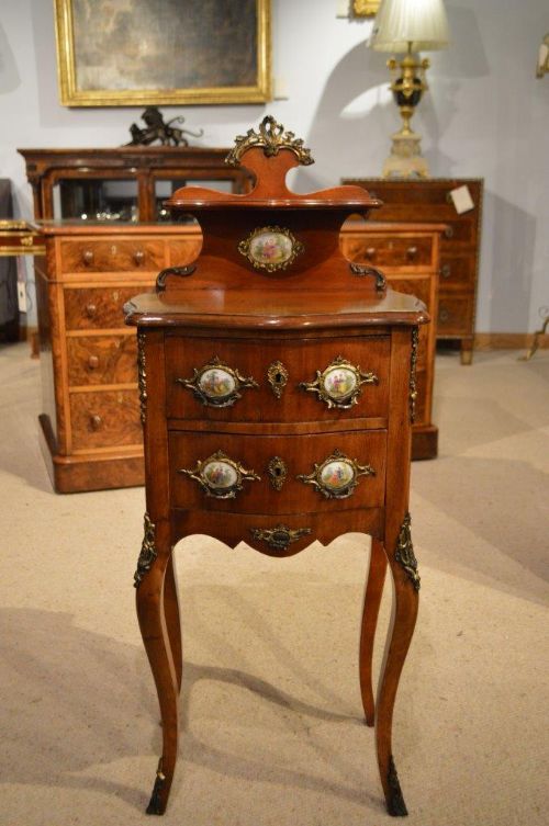 fig 1. A Mahogany Continental Serpentine Antique Bedside Cabinet