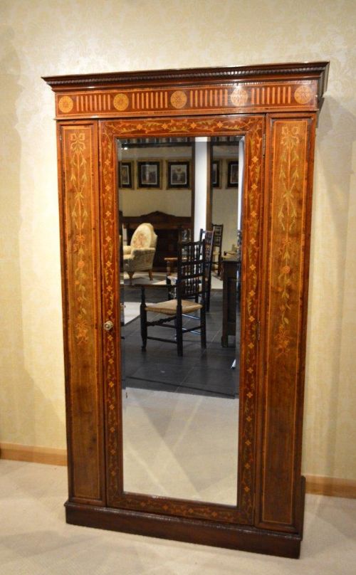 A Beautiful Marquetry Inlaid Edwardian Period Antique Wardrobe