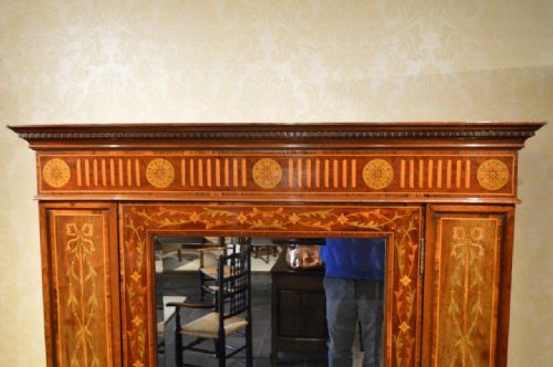 fig 1. A Beautiful Marquetry Inlaid Edwardian Period Antique Wardrobe