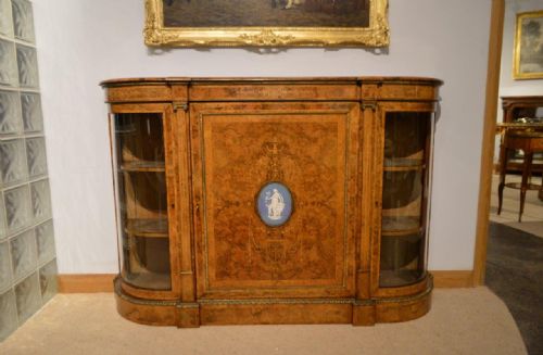 A Burr Walnut Victorian Period Antique Credenza