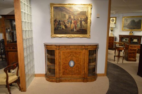 fig 1. A Burr Walnut Victorian Period Antique Credenza