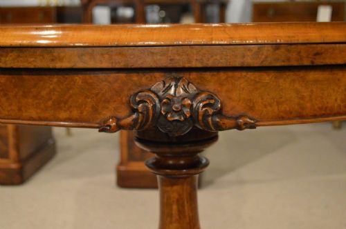 fig 1. A Burr Walnut Victorian Period Fold Over Card Table