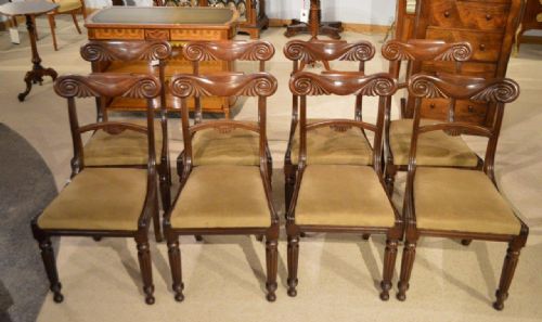 A Good Set of 8 Mahogany Regency Period/william IV Period Antique Dining Chairs