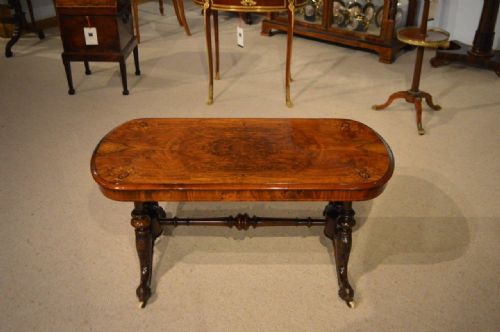 A Burr Walnut & Marquetry Inlaid Victorian Period Coffee Table (Adapted)