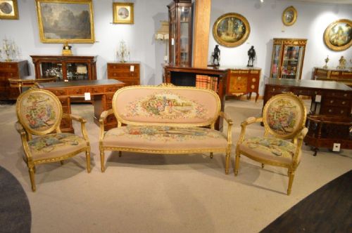 A Gilt-wood French Louis Xvi Style Suite