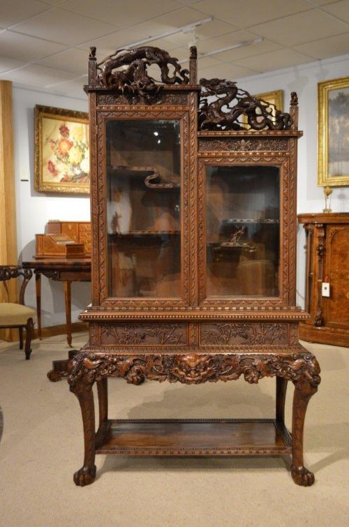 A Carved Cabinet on Stand Japanese Meiji Period