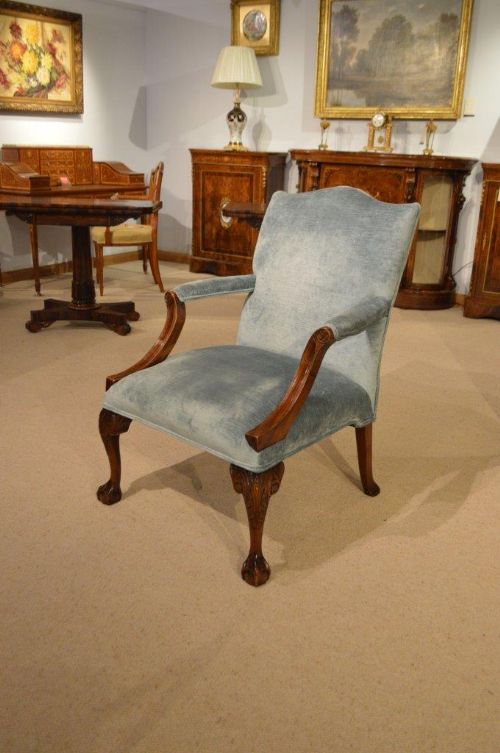 A Mahogany Edwardian Period Chippendale Style Open Armchair