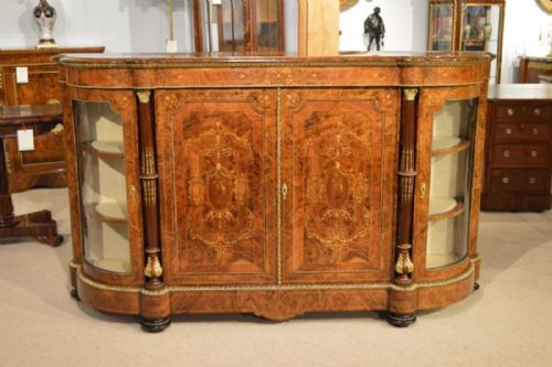 An Exhibition Quality Burr Walnut Victorian Period Credenza by Edwards & Roberts of London
