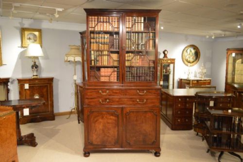 A Good Mahogany George III Period Secretaire Bookcase