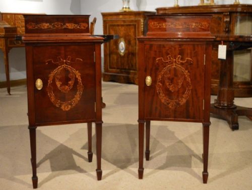 A Good Pair of Liberty & Co Edwardian Period Mahogany Bedside Cabinets