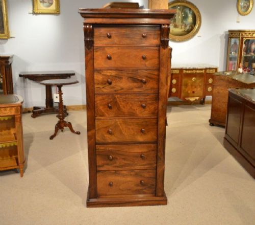 A Rosewood Early Victorian Period Secretaire Wellington Chest