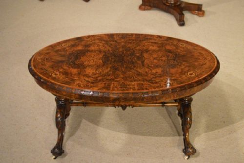 A Burr Walnut Victorian Period Oval Coffee Table (Adapted)