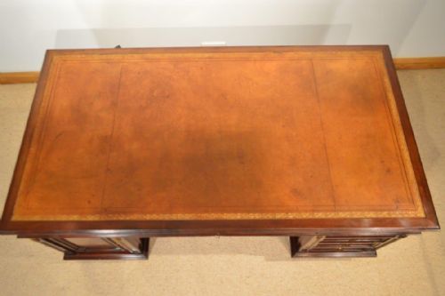 fig 1. A superb quality mahogany French antique partners desk.