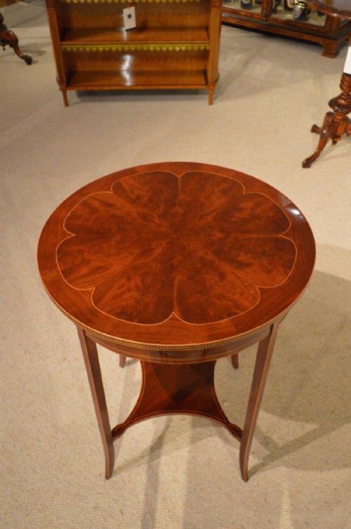 A Flamed Mahogany Inlaid Edwardian Period Occasional Table